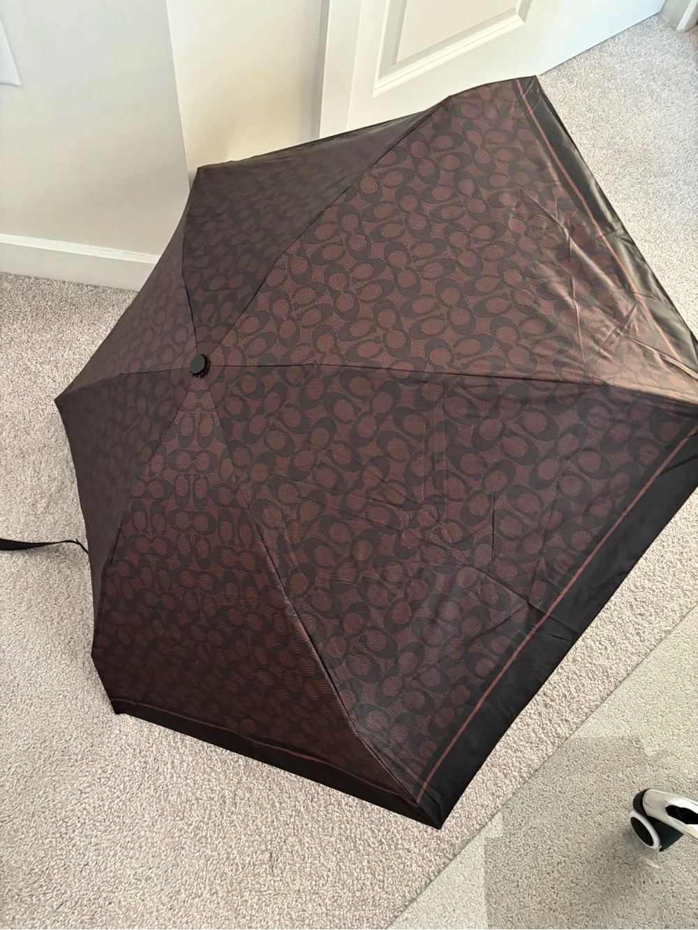 Coach Brown Monogram Folding Umbrella